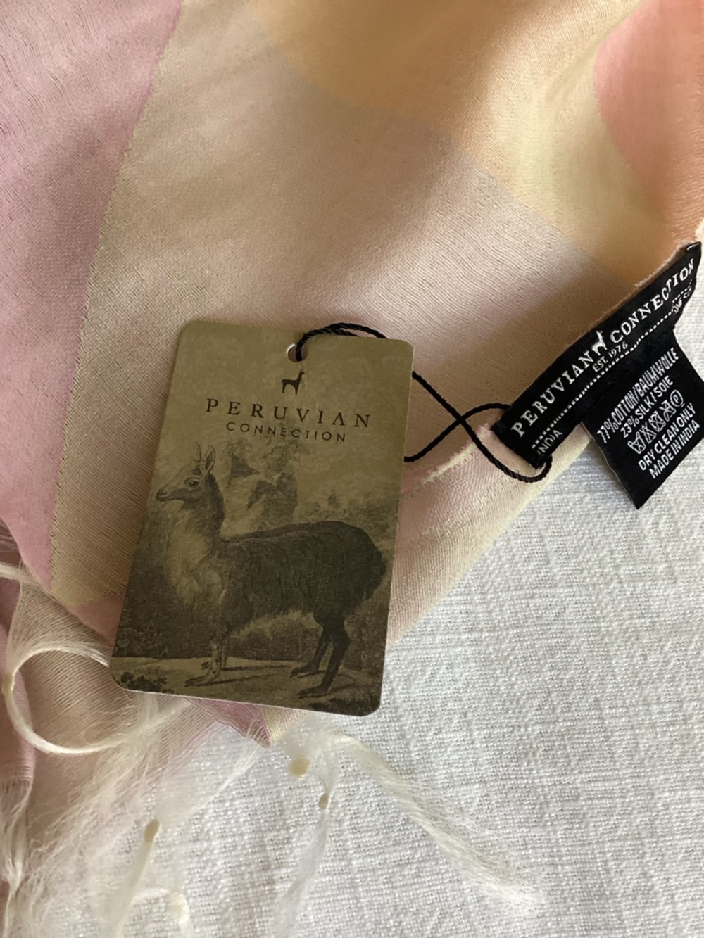 Peruvian Connection Sorbetto Shawl Sunset Cotton Silk Lightweight Wrap Scarf NWT - Picture 8 of 15